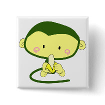 Cute Cartoon Monkey Eating A Banana Pins