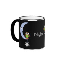 Cute Cartoon Night Owls With Moons & Stars Mugs