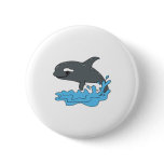cute cartoon orca killer whale pinback button