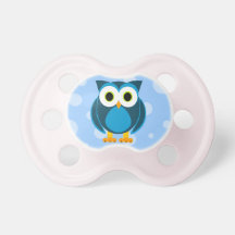 Cute Cartoon Owl - Blue Pacifiers