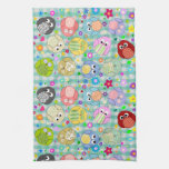 Cute Cartoon Owls and Flowers Design Hand Towel