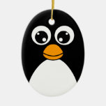 Cute Cartoon Penguin Black and White Christmas Ornament