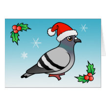 Cute Cartoon Pigeon Santa Card