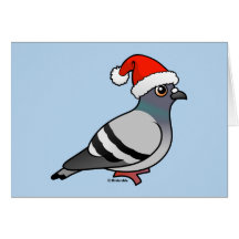 Cute Cartoon Pigeon Santa Greeting Card