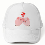 Cute Cartoon Pigs in Love Hat