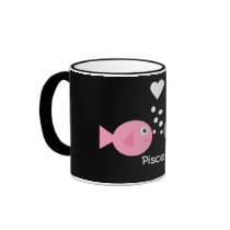 Cute cartoon Pisces black ringer mug