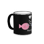 Cute cartoon Pisces black ringer mug