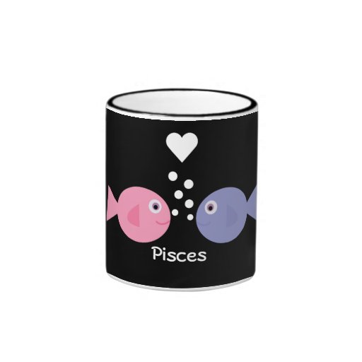 Cute cartoon Pisces black ringer mug