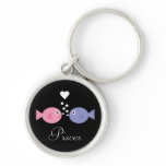 Cute Cartoon Pisces Zodiac Fish Customisable Black keychains