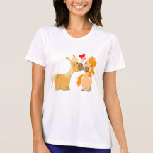 Cute Cartoon Ponies in Love Women T-shirt