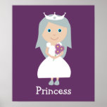 Cute cartoon Princess purple poster posters