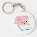 Cute Cartoon Reading Piglet  Keychain