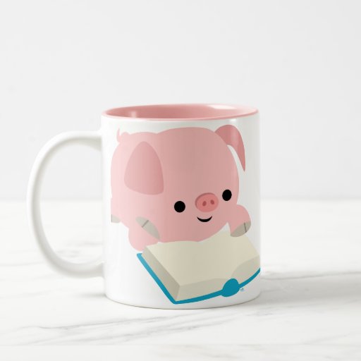 Cute Cartoon Reading Piglet  Mug