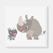 Cute Cartoon Rhino Baby & Big Rhino Magnet