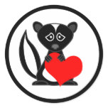 Cute Cartoon Sad Skunk Holding Heart Stickers