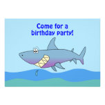Cute Cartoon Shark Birthday Invitations Template