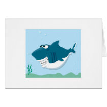 cute cartoon shark greeting card