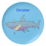 Cute Cartoon Shark Personalised Kids Dinner Plate