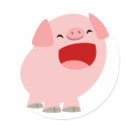 Cute Cartoon Singing Pig Sticker