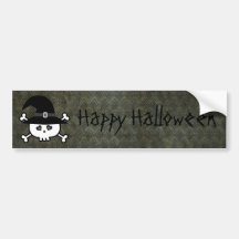 Cute Cartoon Skull Vintage Grunge Happy Halloween Bumper Stickers