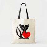 Cute Cartoon Skunk Holding Heart Tote Bags