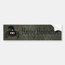 Cute Cartoon Spider Vintage Grunge Happy Halloween Bumper Stickers