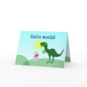 Cute Cartoon T-Rex Dino Baby Egg Hello World Card