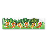 Cute Cartoon Tigers Dance In Jungle Bumper Sticker bumper stickers