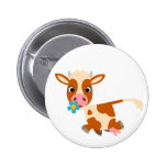 Cute Cartoon Trotting Cow  Button Badge