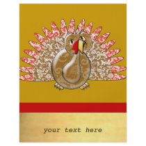 Cute Cartoon Turkey Damask Pattern