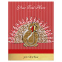 Cute Cartoon Turkey Damask Pattern flyers