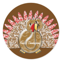 Cute Cartoon Turkey Damask Pattern