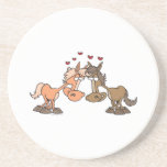 cute cartoon valentine horses in love drink coaster