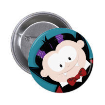 Cute Cartoon Vampire Button / Pin Badge
