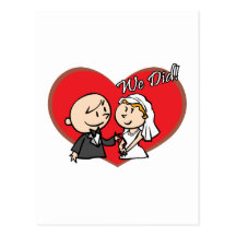 Cute Cartoon "We Did" Wedding couple Postcards