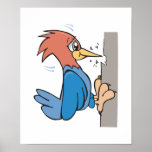 cute cartoon woodpecker posters
