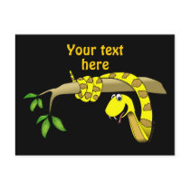 Cute Cartoon Yellow Snake in a Tree Reptile