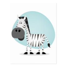 Cute Cartoon Zebra Postcards