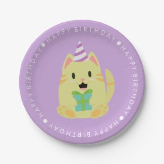 Cute Cat Children's Birthday Party 7 Inch Paper Plate