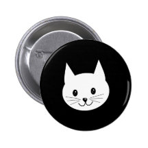 Cute Cat Face. Pinback Buttons