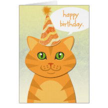 Cute Cat Orange Tabby Happy Birthday Cards