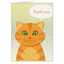 Cute Cat Orange Tabby Thank You Greeting Card