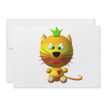 Cute cat with crown and hearts