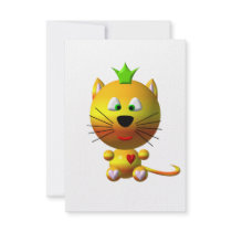 Cute cat with crown and hearts
