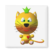 Cute cat with crown and hearts