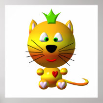 Cute cat with crown and hearts