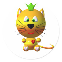 Cute cat with crown and hearts