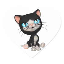 Cute Cats: PussPuss Heart Shaped Stickers
