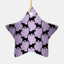Cute Cats with Moons and Stars Pattern Ornament