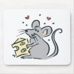 cute cheese loving mouse mousepads